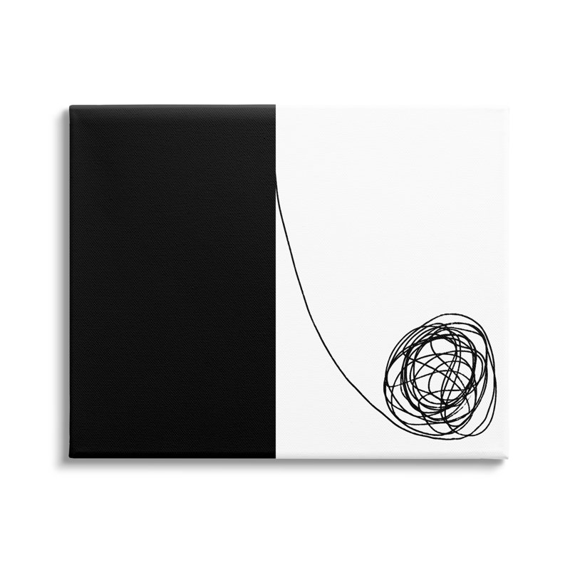 «Simple Abstract Modern Black and White Scribble» par Atelier Posters - impression, Toile tendue