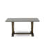 L'ensemble de table de salle à manger 7 pièces contient une table de salle à manger en ciment et 6 chaises de salle à manger en tissu de lin brun - finition jacobine vieillie-1132458588-1132458589