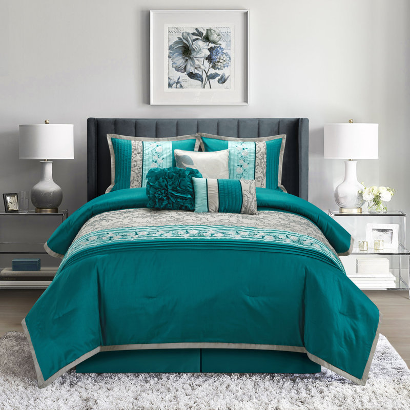 Juliana 7 Piece Modern Comforter Set, Cal. King Comforter + 6 Additional Pieces