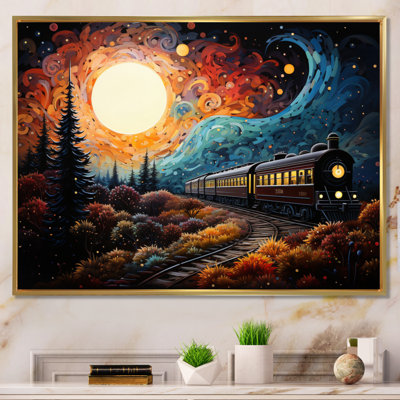 Train enchanted voyage pointillisme sur toile