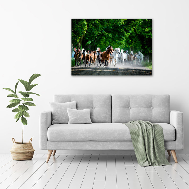 Horses In A Gallop - Wrapped Canvas Print