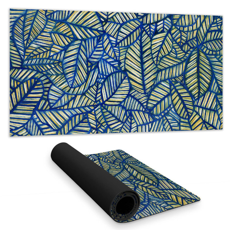 Blue leaf patterns - 15.75"x31.50" Desk mat