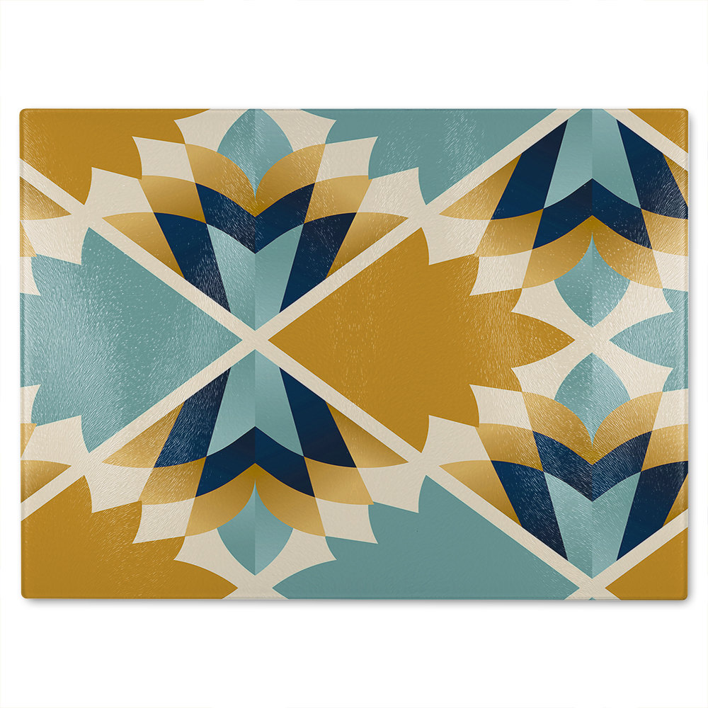 Cleopatra Fan Ethnic Pattern Glass Chopping Board