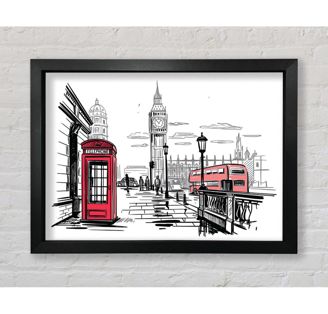 Gerahmtes Wandbild Sketchy London Town