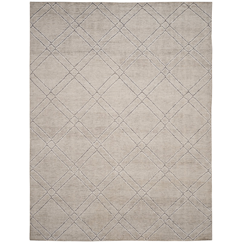 Tapis en kaki / gris noué à la main en coton et bambou Bradenton Stone Wash, Rectangle 8 pi x 10 pi