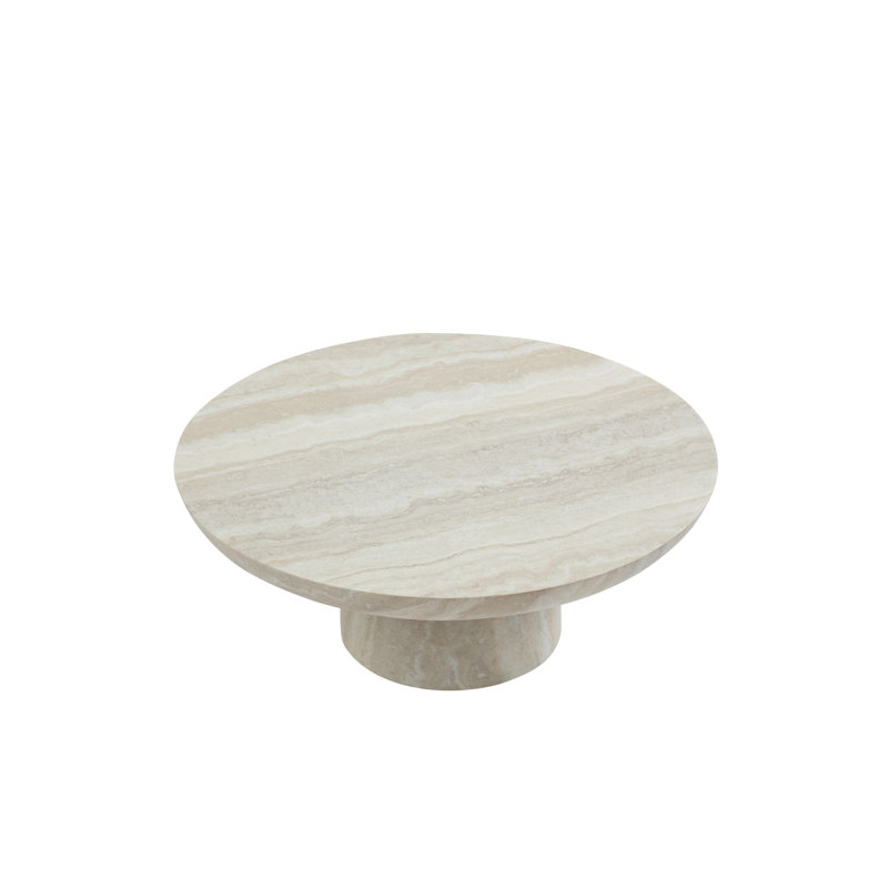 35.4" Unique Mushroom Shaped Coffee Table, Stylish Decorative Side Furniture For Living Room Bedroom Balcony, Beige/White