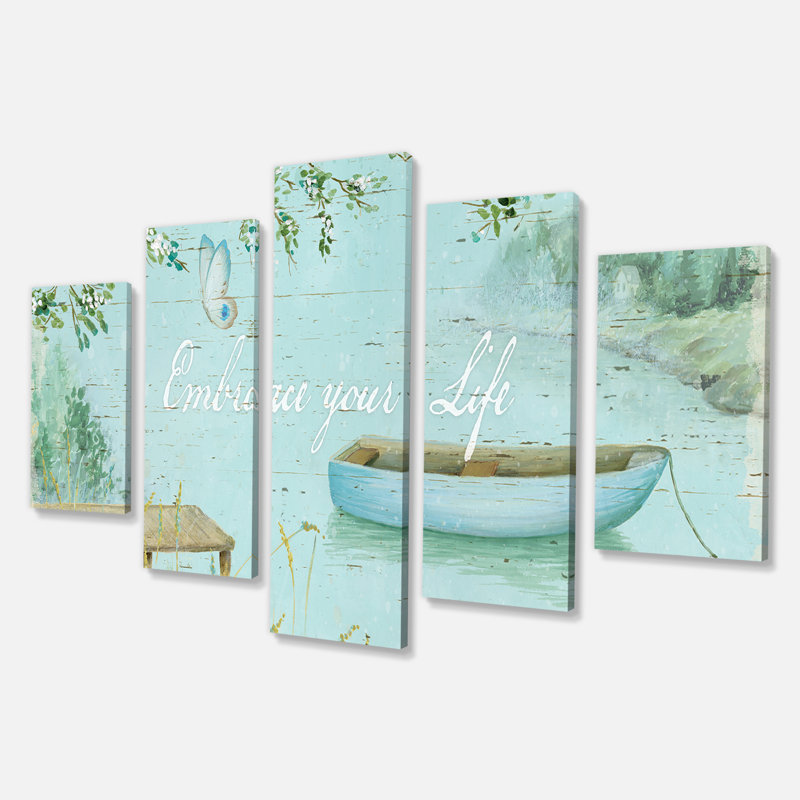 « lake house canoës iv », reproduction d’impression à multiples images sur toile