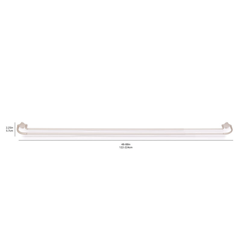 Chazz Adjustable 122cm to 224cm Double Curtain Pole, Nickel