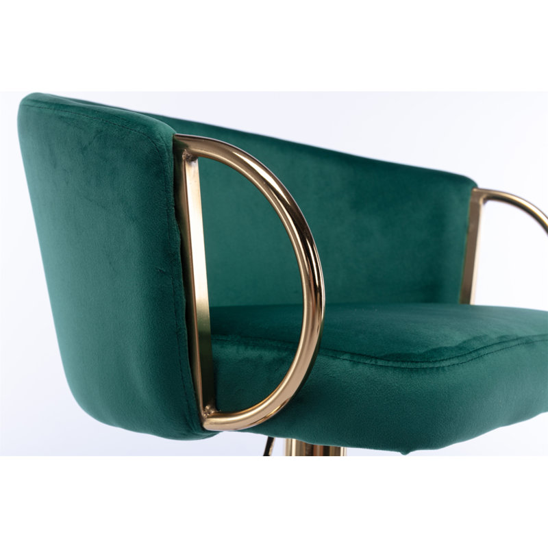 Therman Swivel Upholstered Adjustable Height Counter Stool with Metal Frame, Green
