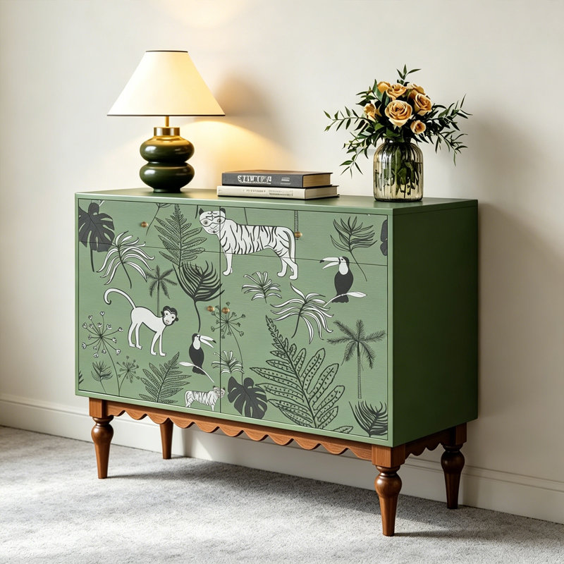 Rustic Solid Wood Living Room Storage Cabinet