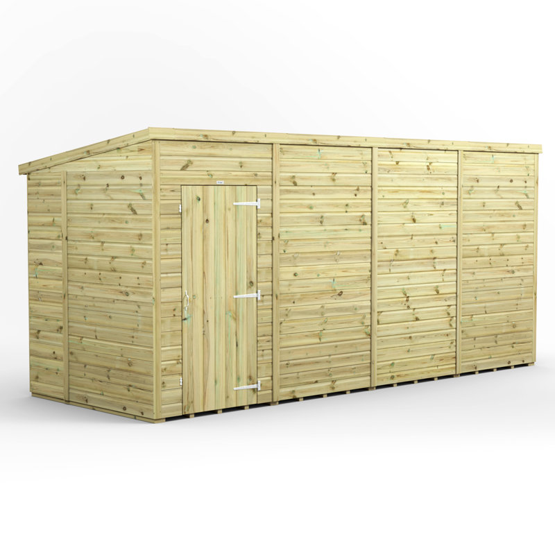 Powersheds 16 x 6ft Premium Pressure Treated Timber Windowless Pent Garden Shed