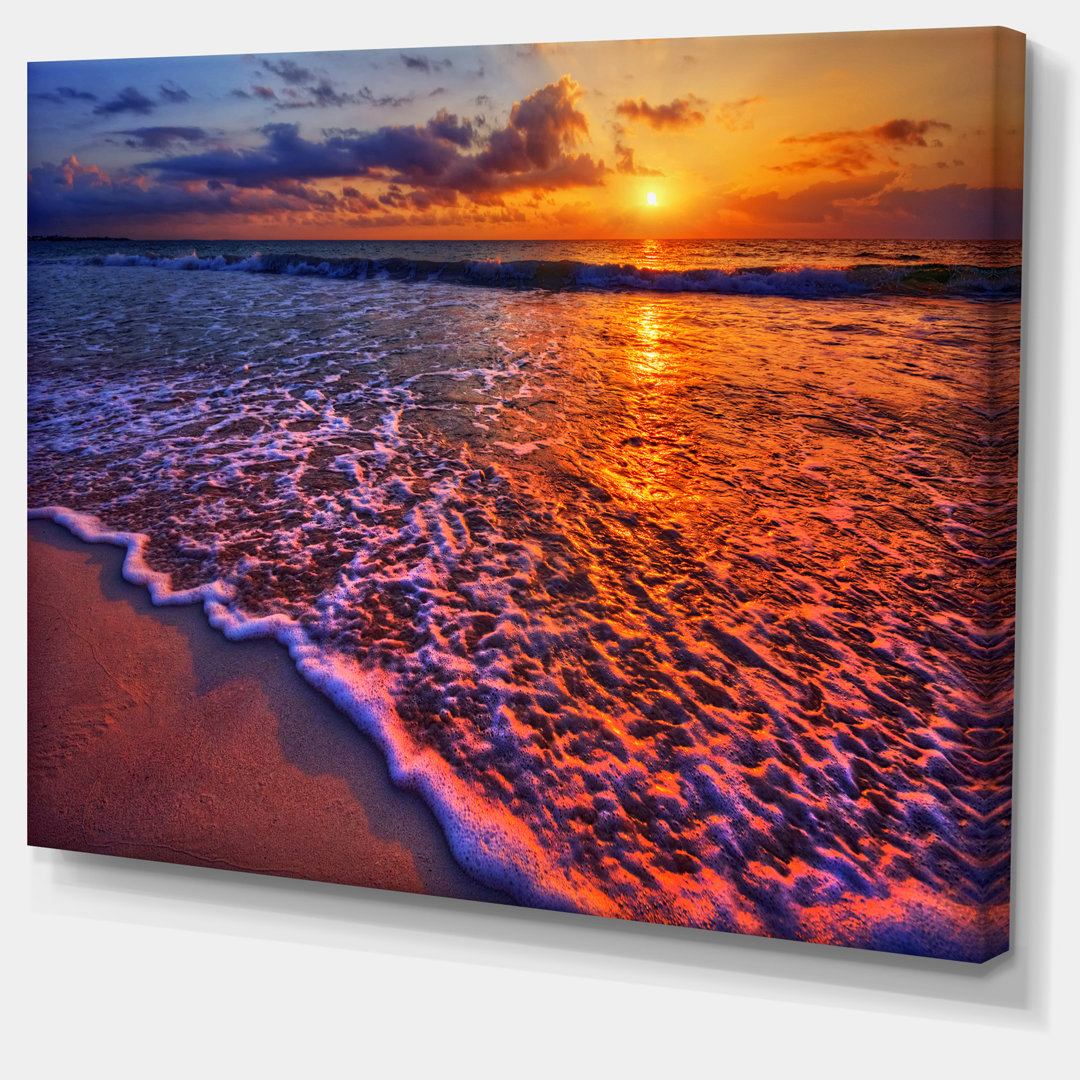 " Colorful Sunset And Wavy Waters " Design Art 