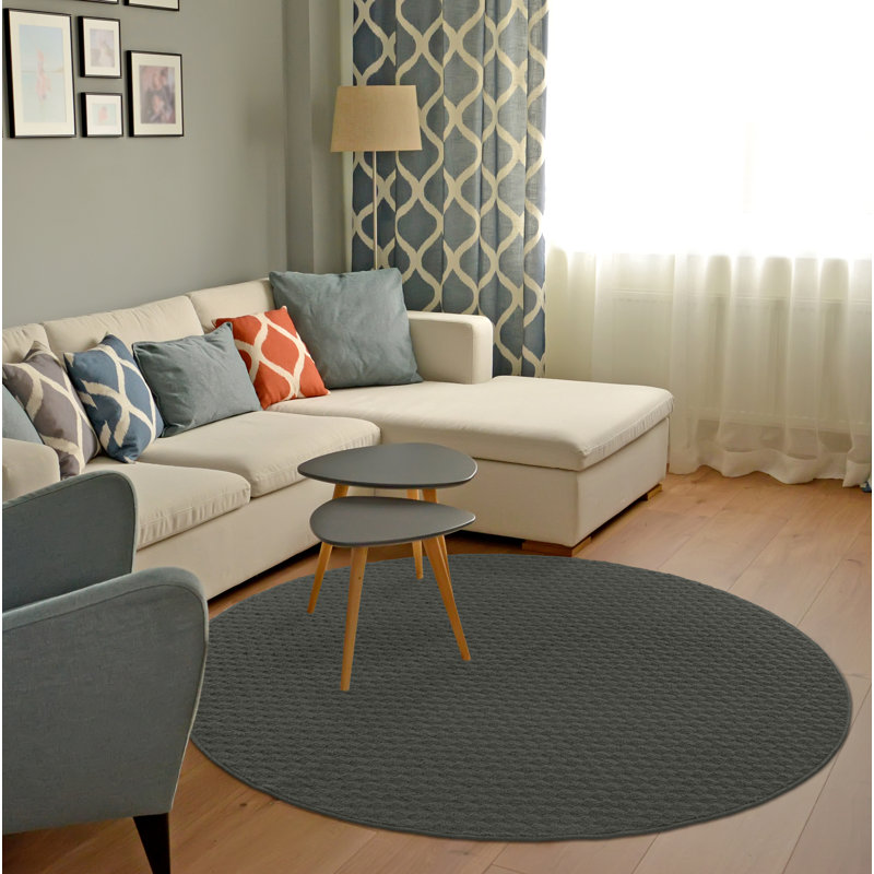 Tapis touffeté gris cendré, Rond 60 po
