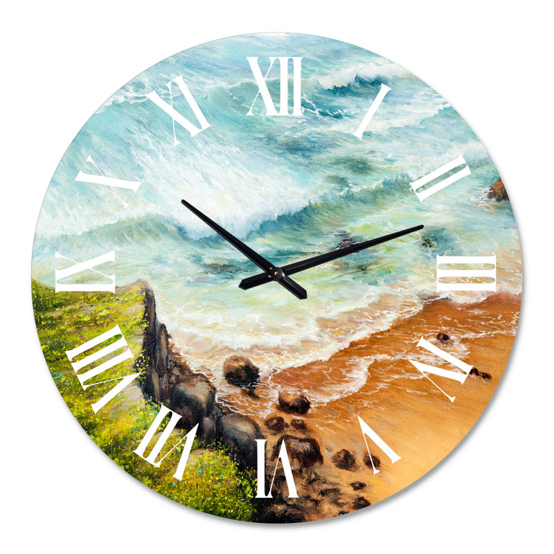 Wild Blue Ocean Waves IV - Horloge murale nautique et côtière, Médium