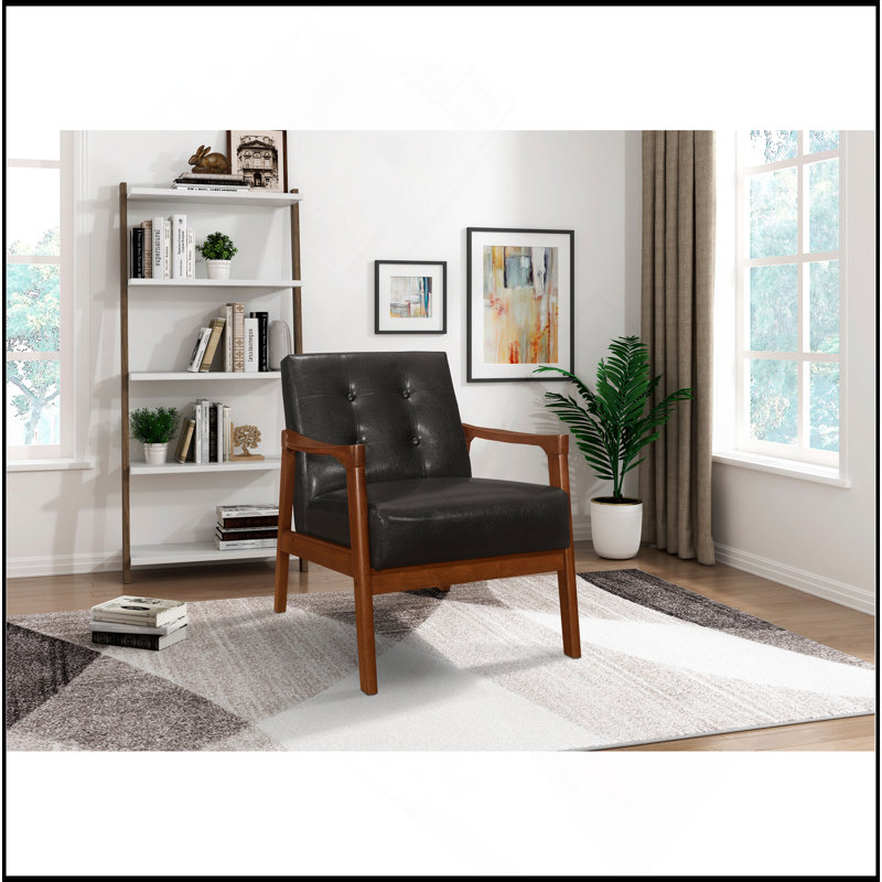 Chaise d'appoint avec capitonnage capitonné et capitonnage gris Mid-Century Modern Furniture, Marron foncé