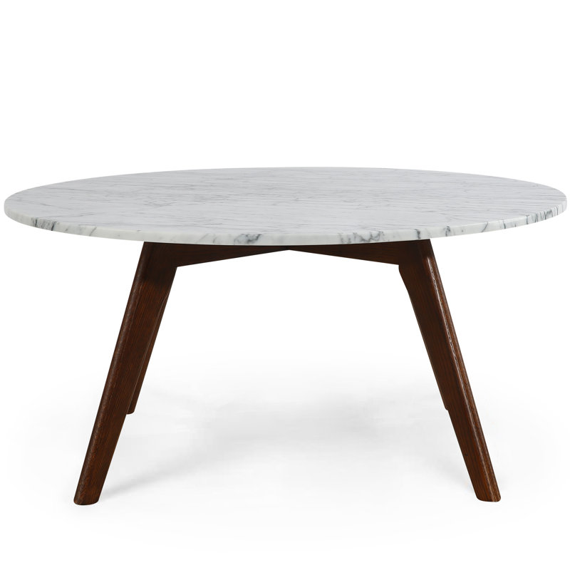 Enzo Genuine Marble Coffee Table, Walnut