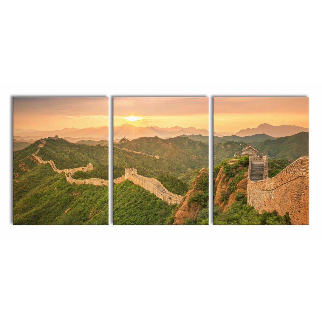 3-tlg. Leinwandbild Chinesische Mauer