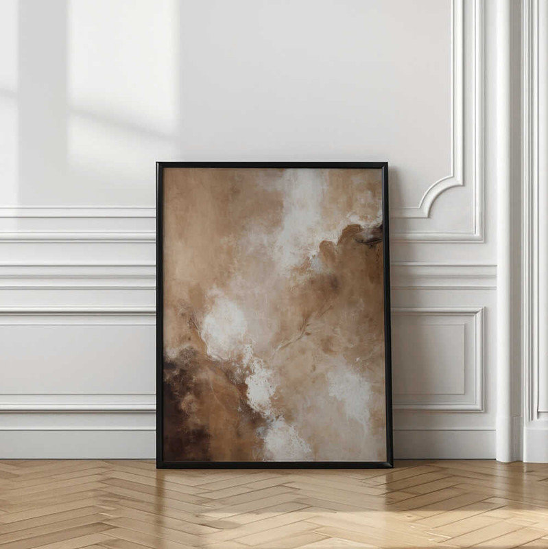 Reproduction d'art Organic Desert Flow, tons terreux (encadrée ou non), H 5 po x l 7 po, Noir