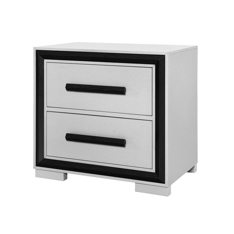 Commode 2 tiroirs noirs spacieux avec un look captivant - bois massif + tiroirs spacieux et finition élégante