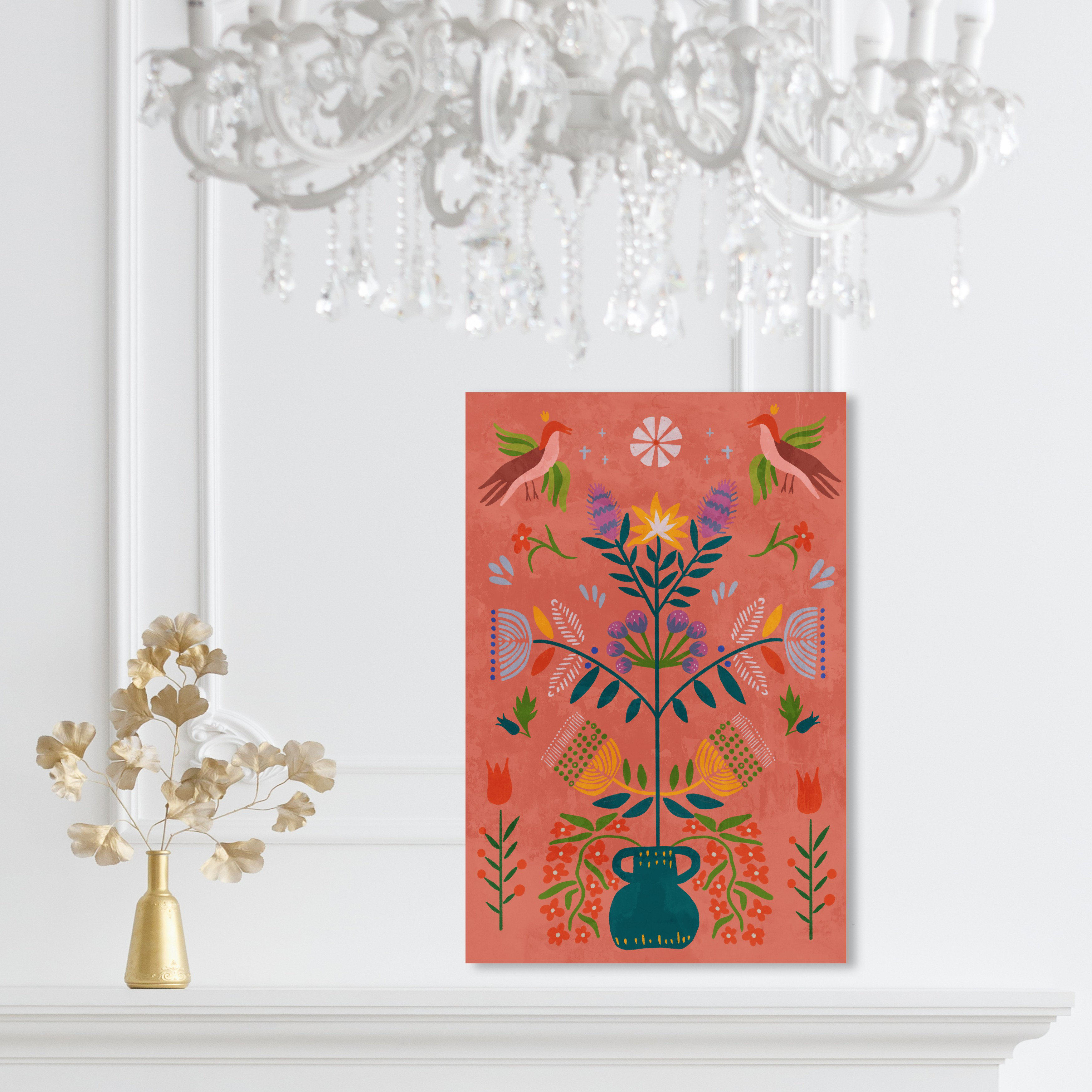 Folk Art Floral Illustration | Colorful Wall Art Print