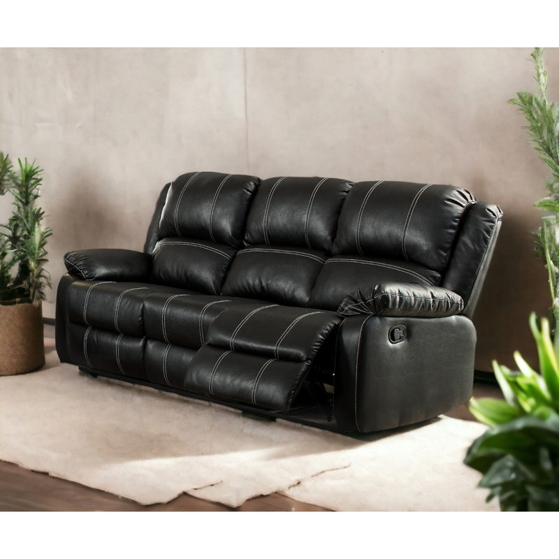 Canapé moderne Zuriel Motion, cuir synthétique noir LV52285, Noir