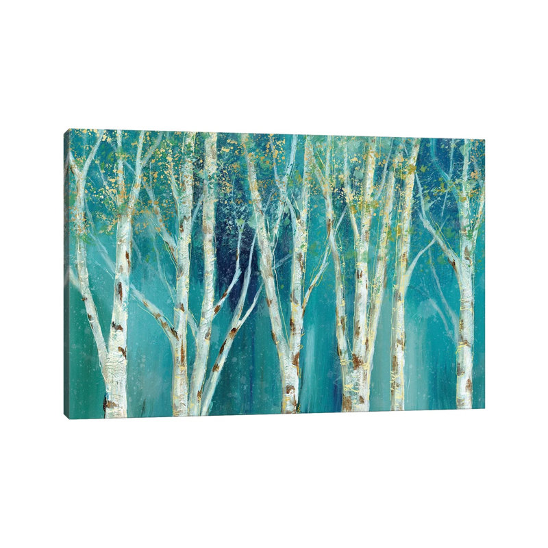 Birch On Blue by Nan - Wrapped Canvas Print, 20.32cm H x 30.48cm W x 1.91cm D