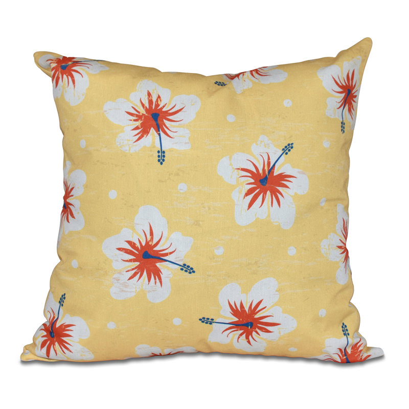 Housse et insert de coussin Hibiscus Blooms, Jaune, H 16 po x l 16 po