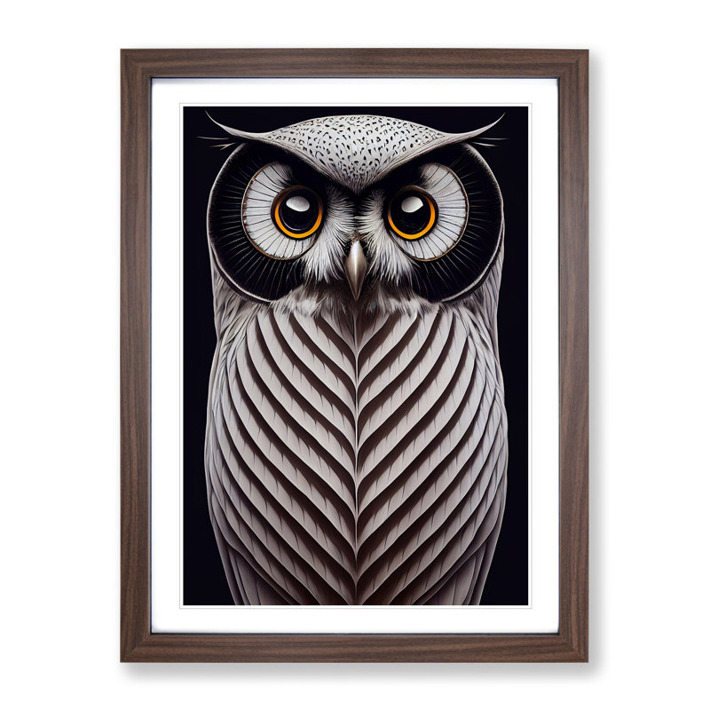 Awesome Owl - Single Picture Frame Print, 34cm H x 25cm W x 2cm D, Walnut Framed