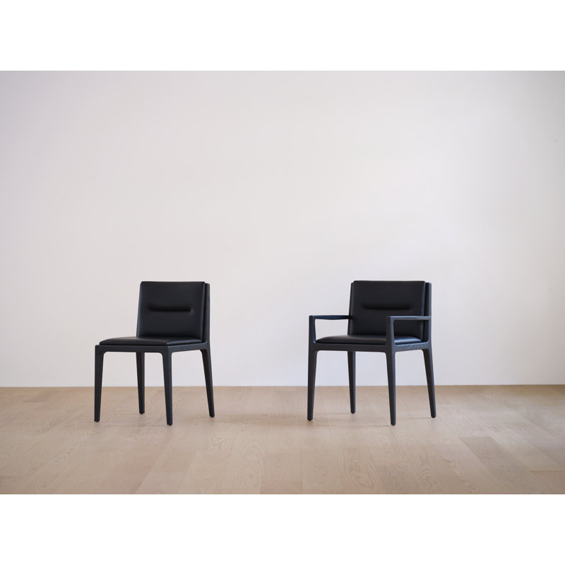Jona Leather Arm Chair, Milano Black 2522, Natural Walnut