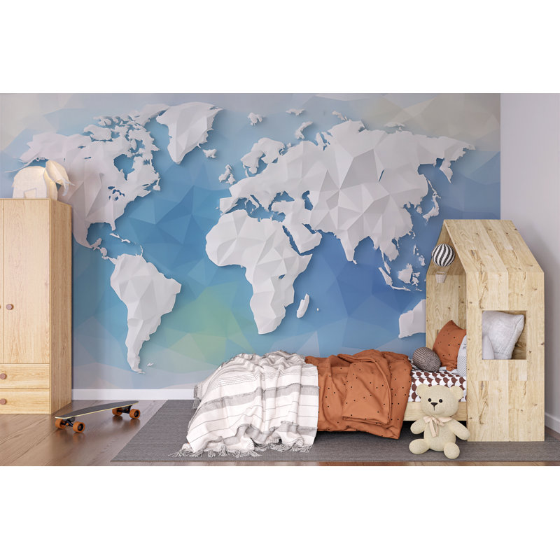 Papier peint carte du monde Minimalist , L 75 po x l 50 po, Non tissé