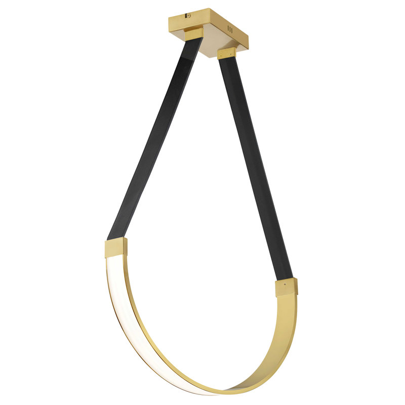 Luminaire suspendu à 1 lumière Carlheinz, Laiton vieilli, H 13,75 po x l 24 po x P 2,5 po