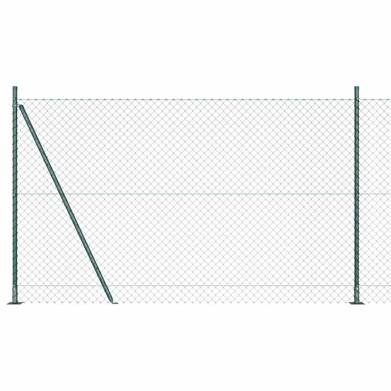 Vidaxl Chain Link Fence With Posts Steel, 140cm H x 1000cm W x 3.2cm D, Green
