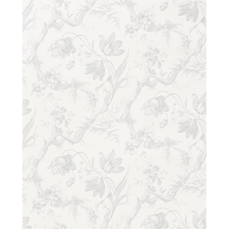 Toile De Fleurs Wallpaper, Grisaille