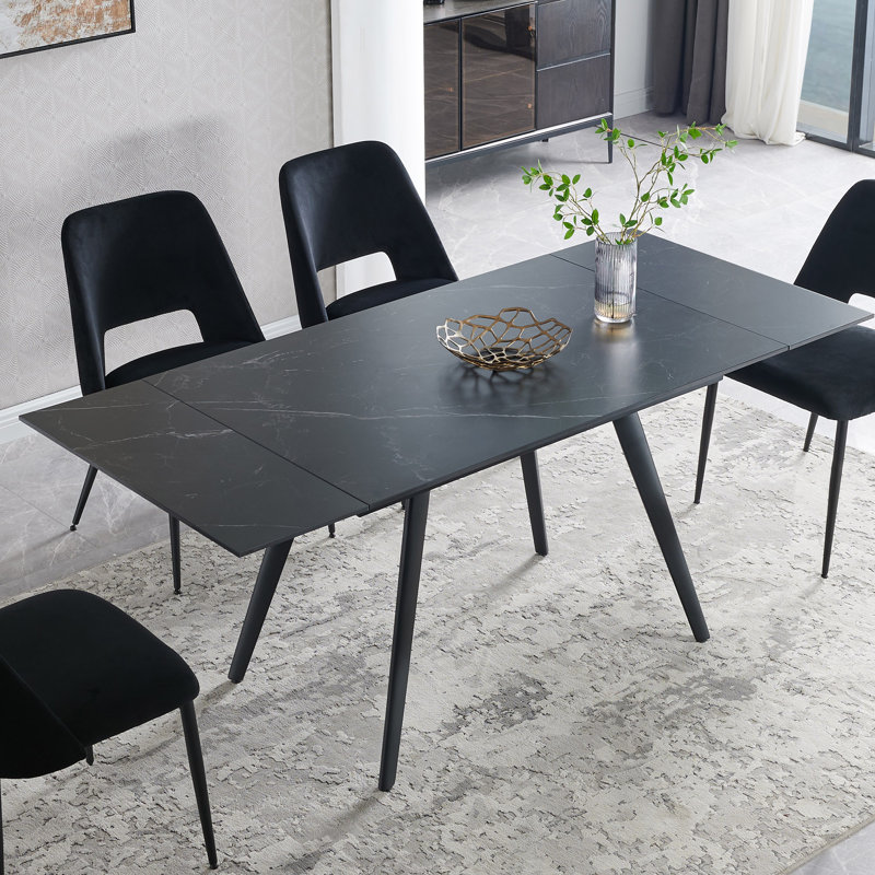 Table de salle à manger Asyra, Noir