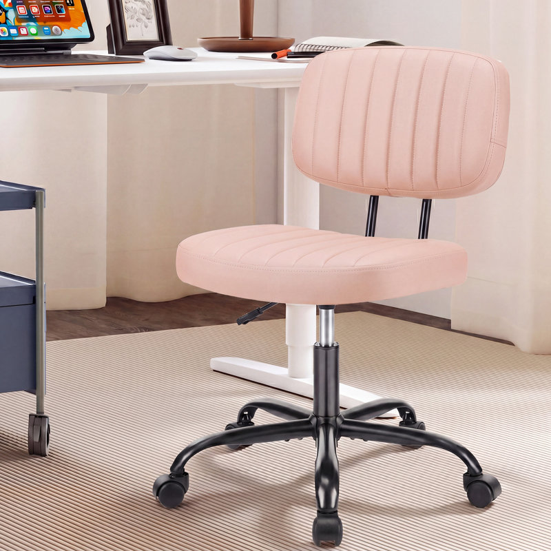 Duthill Faux Leather Task Chair, Office swivel chair with back, Pink