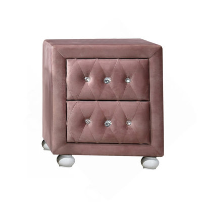 Table de chevet 2 tiroirs rose