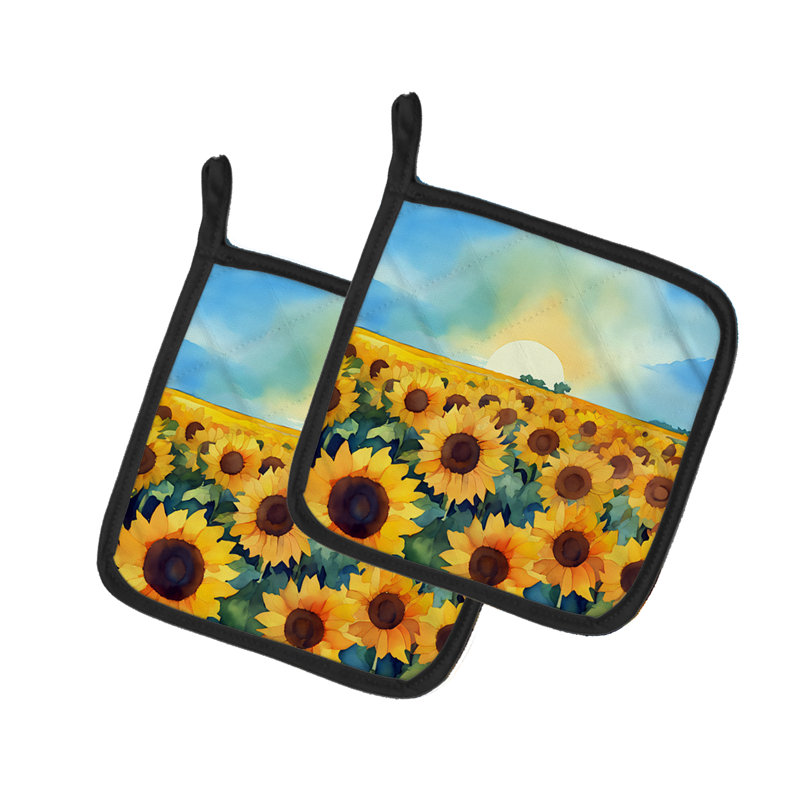 Paire de poignées tournesols Kansas à l'aquarelle