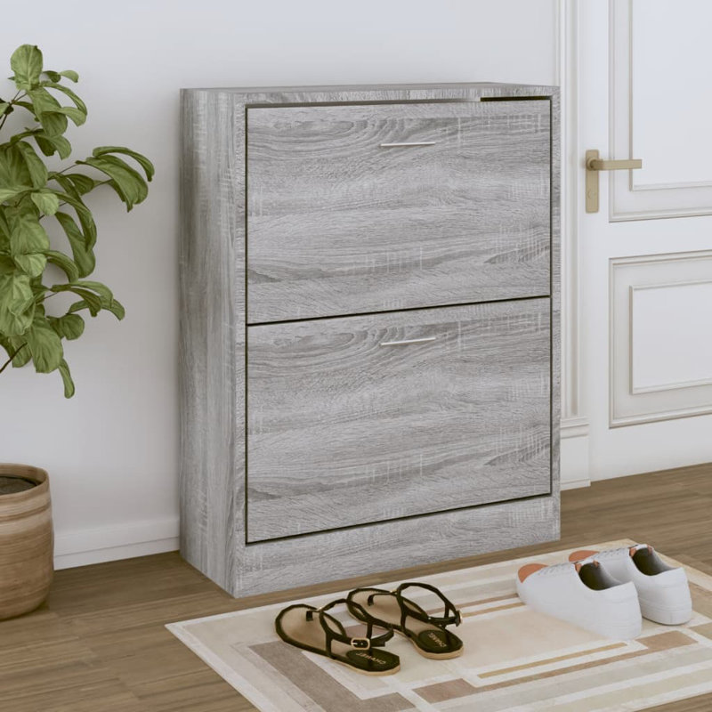 4 Pair Shoe Storage Cabinet, Grey Sonoma