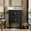 Ensemble de meuble-lavabo avec lavabo en céramique, meuble de rangement moderne avec 2 tiroirs