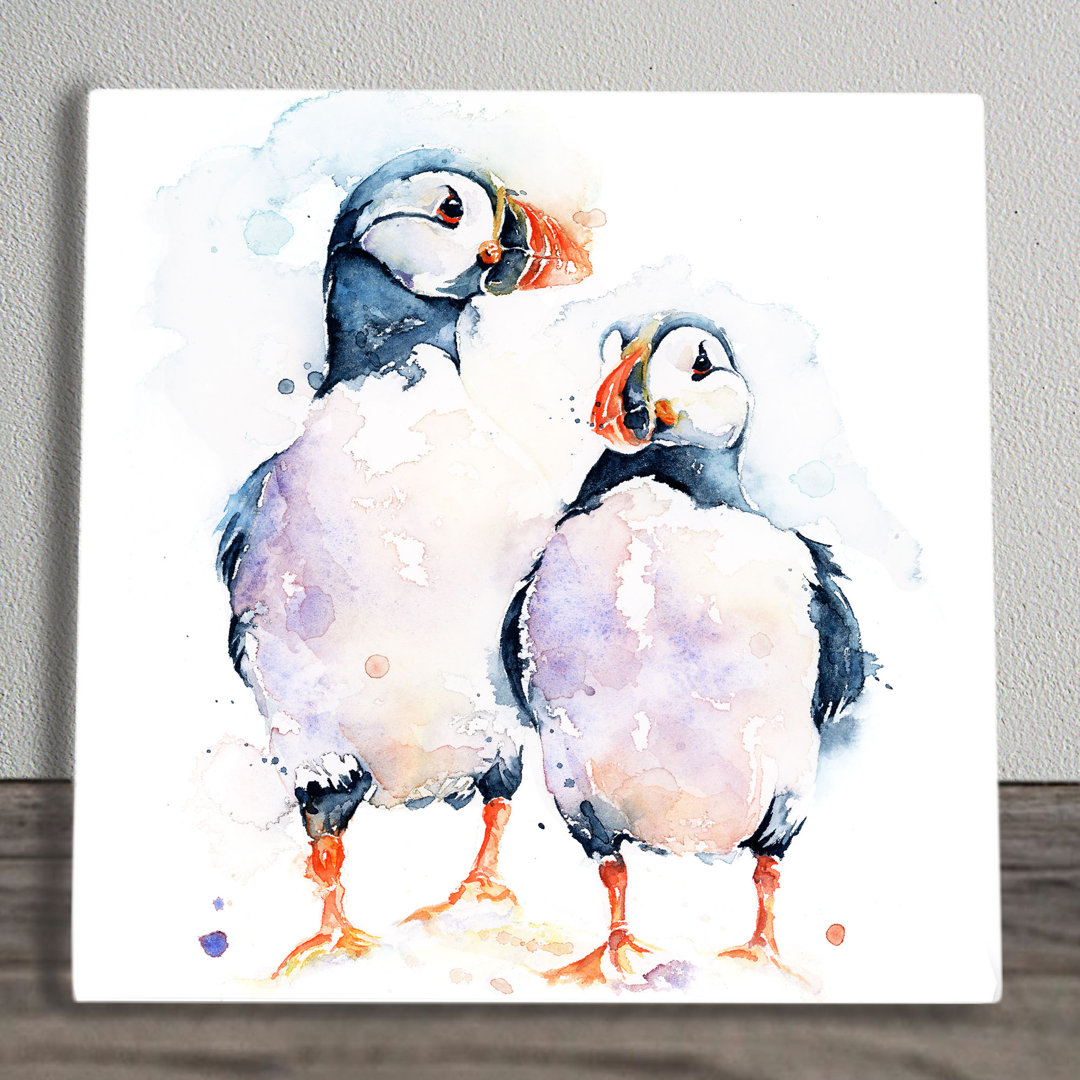 Keramik Wanddekoration Puffin Couple Tiere