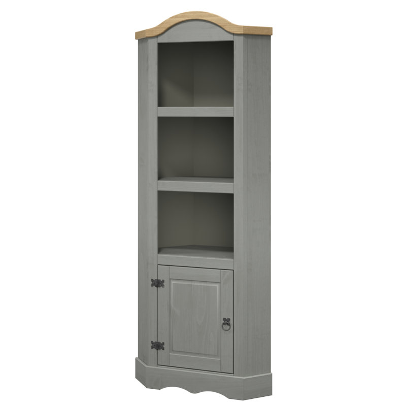 Bibliothèque de coin en bois massif H 74,02 "x l 29,06" Brannick, Gris