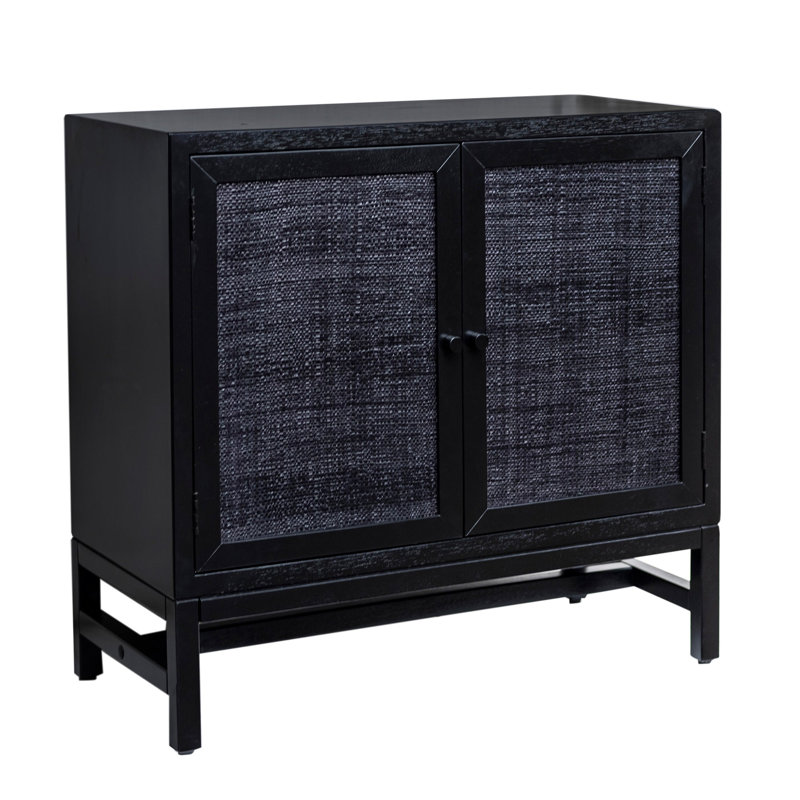 Armoire de rangement à 2 portes Raffia, Noir