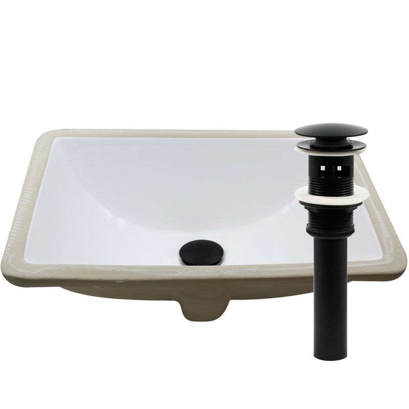 Novatto 18.25 " Porcelain Rectangular Bathroom Sink and Overflow Hole, Matte Black