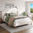 Upholstered Platm Bed With Wingback Headboard-378184987