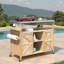 Îlot de cuisine extérieur avec armoire de rangement, plateau en acier inoxydable, support à épices et porte-serviettes-122354917