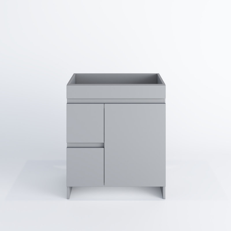Gray 30" Freestanding Single Bathroom Vanity Base with Soft Close Drawers