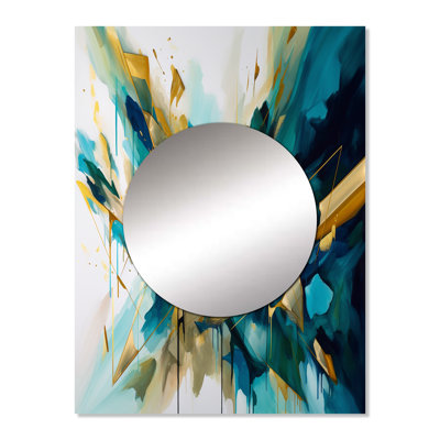 Golden Explosion Triangles VII - Geometric Decorative Mirror, Modern Wall Mirror, Printed Metal Art