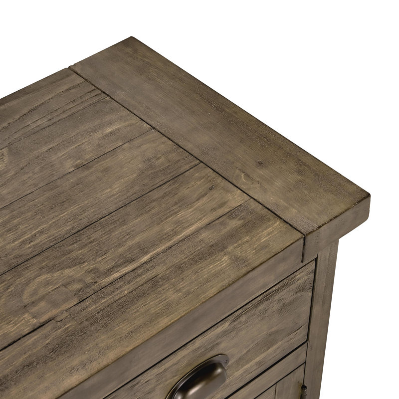 Buffet bas en bois massif de 74 po de largeur Kinston, Brun vieilli