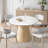 Maxwell 47" Round Dining Table for 4-6, Sintered Stone Tabletop with Solid Oak Base-355235290