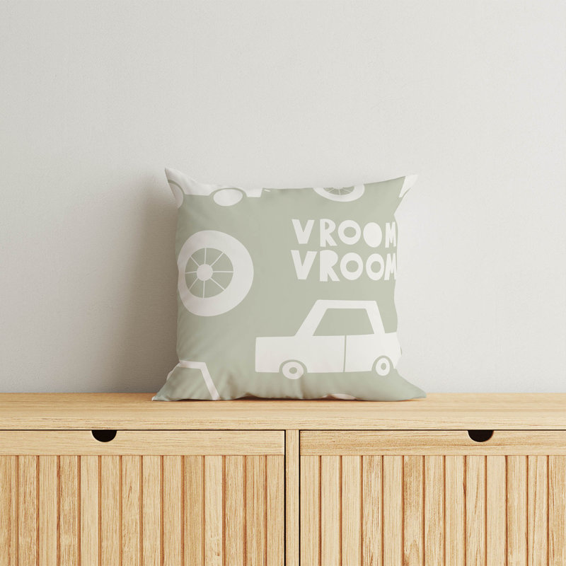 Coussin Vroom, H 18 po x l 18 po, Vert pâle / vert
